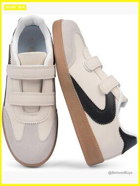 Retro Hook & Loop Sneakers Casual Comfort Tennis Shoes Daily Walking Travel